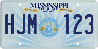 MS license plate HJM123