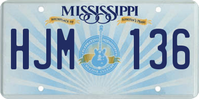 MS license plate HJM136