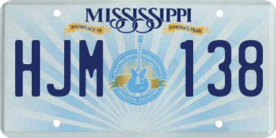 MS license plate HJM138