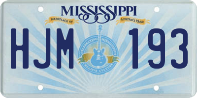 MS license plate HJM193
