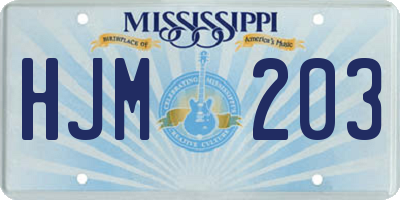 MS license plate HJM203