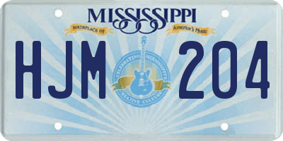 MS license plate HJM204