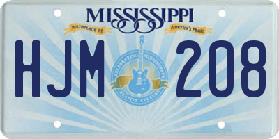 MS license plate HJM208