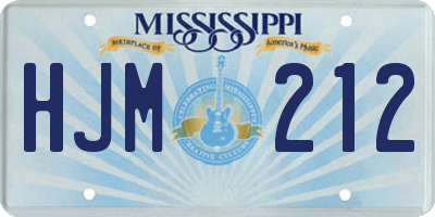 MS license plate HJM212