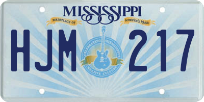 MS license plate HJM217