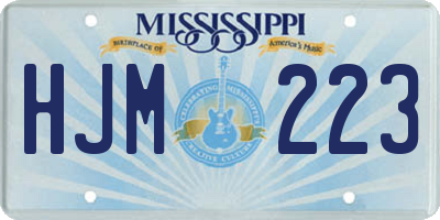 MS license plate HJM223