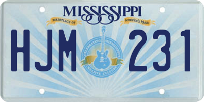 MS license plate HJM231
