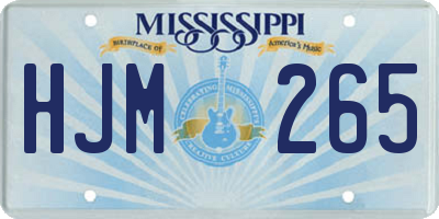 MS license plate HJM265