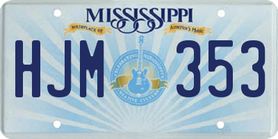 MS license plate HJM353
