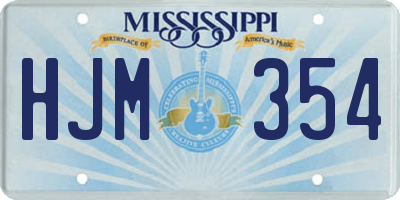 MS license plate HJM354