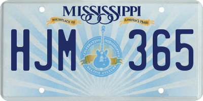 MS license plate HJM365