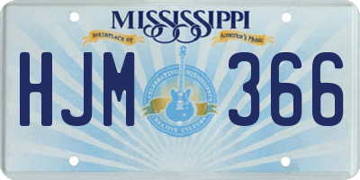 MS license plate HJM366