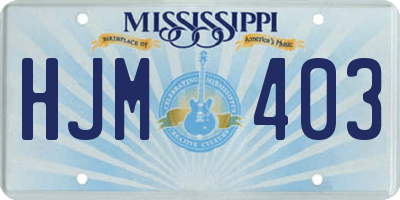 MS license plate HJM403