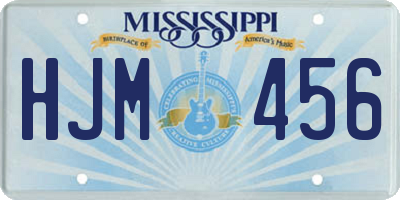 MS license plate HJM456