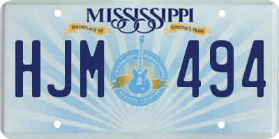 MS license plate HJM494