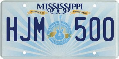 MS license plate HJM500