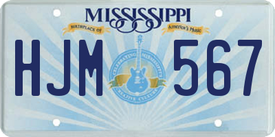MS license plate HJM567