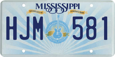 MS license plate HJM581