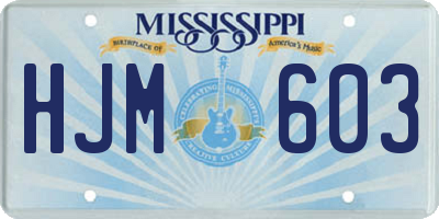 MS license plate HJM603