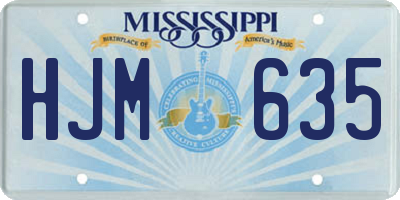MS license plate HJM635
