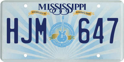 MS license plate HJM647
