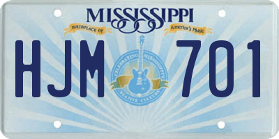 MS license plate HJM701