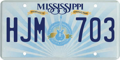 MS license plate HJM703