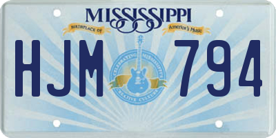 MS license plate HJM794