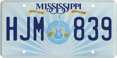MS license plate HJM839