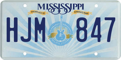 MS license plate HJM847