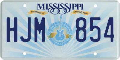 MS license plate HJM854