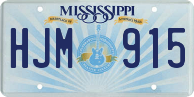MS license plate HJM915