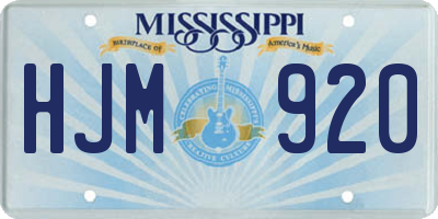 MS license plate HJM920