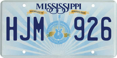 MS license plate HJM926
