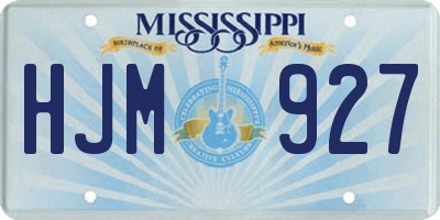 MS license plate HJM927
