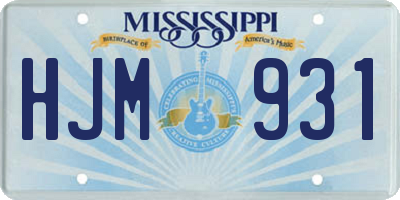 MS license plate HJM931