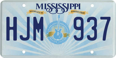 MS license plate HJM937