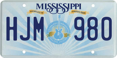 MS license plate HJM980