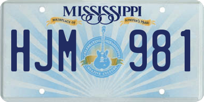 MS license plate HJM981