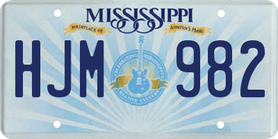 MS license plate HJM982