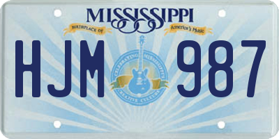 MS license plate HJM987