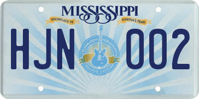 MS license plate HJN002