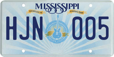 MS license plate HJN005