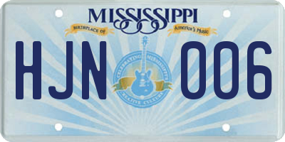 MS license plate HJN006