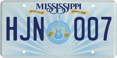 MS license plate HJN007