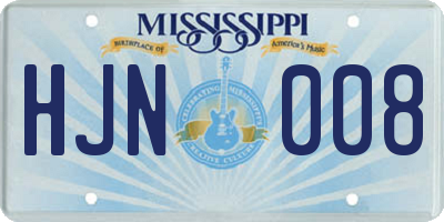 MS license plate HJN008