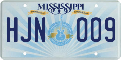 MS license plate HJN009