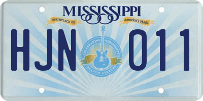 MS license plate HJN011
