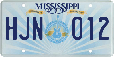 MS license plate HJN012