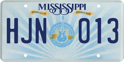 MS license plate HJN013